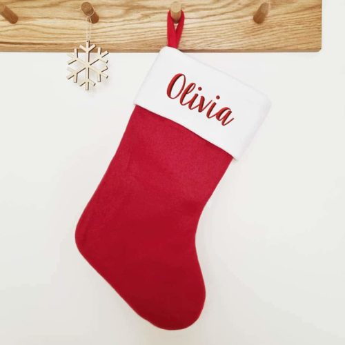 Personalized red Christmas stocking