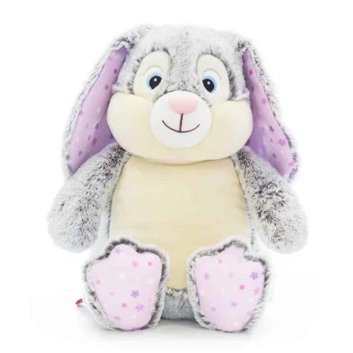 Gray rabbit with purple stars