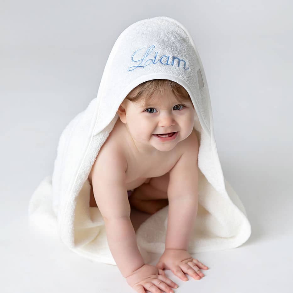 Bath cape with name white