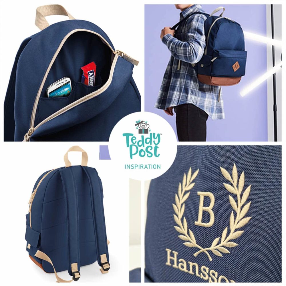 Backpack with name in lifestyle collage