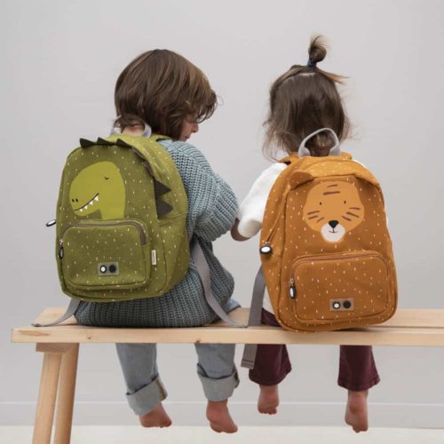 Two children with a backpack